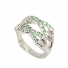 Sterling Silver 925 Ring Natural Green Emerald Gem Stone Women Handmade A465